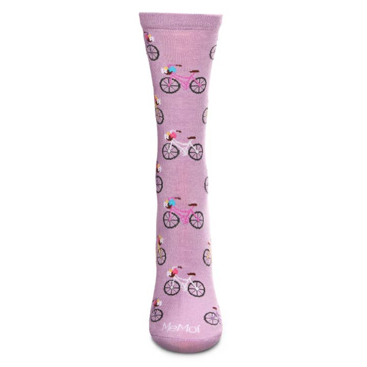 Women's Bamboo Crew Socks Lilac Bicycles