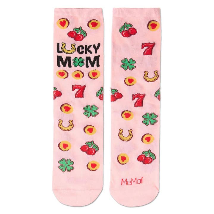 Greeting Card Socks Confetti Pink Lucky Mom
