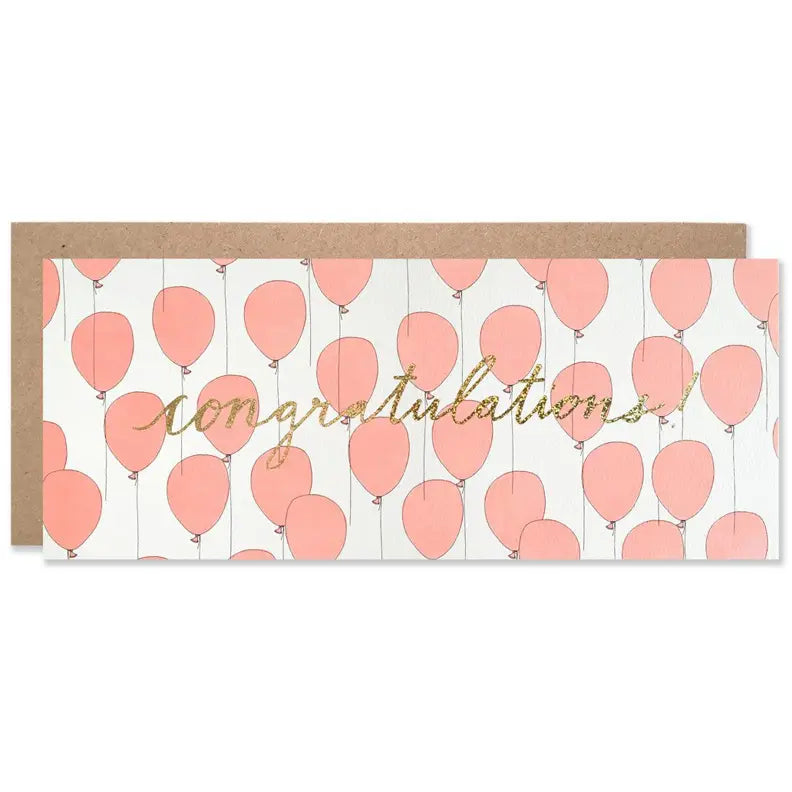 Neo Pink Balloon Congratulations Card