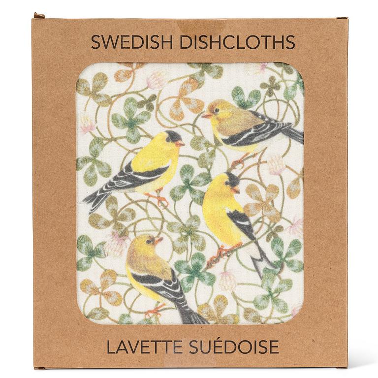 Swedish Dishcloth Yellow Finches + Clover