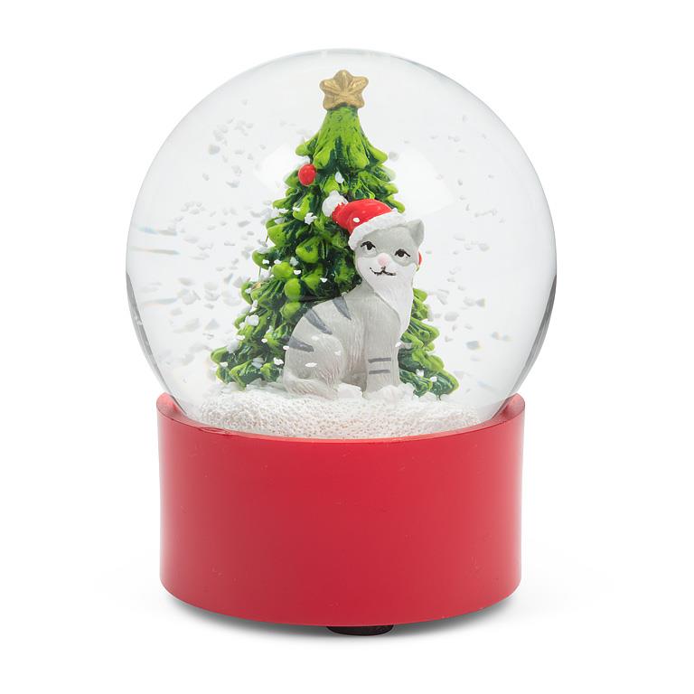 Christmas Tree & Cat Snow Globe
