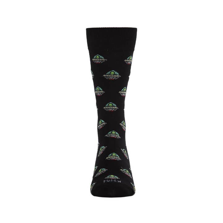 Men's Bamboo Crew Socks Black Alien Invasion