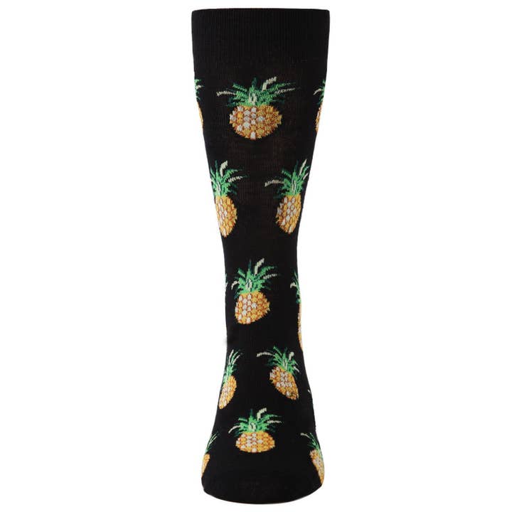 Men's Bamboo Crew Socks Black Pineapples