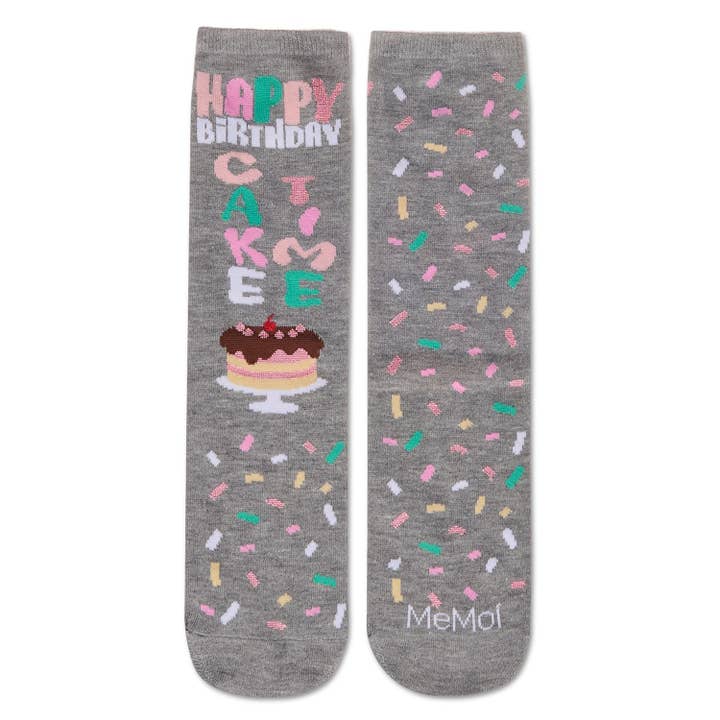 Greeting Card Socks Med Happy Birthday Cake Time