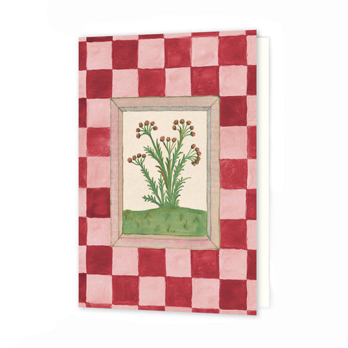 Book of Herbs Pink Check Greeting Card