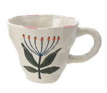 Hand-Painted Flower Stoneware Mug