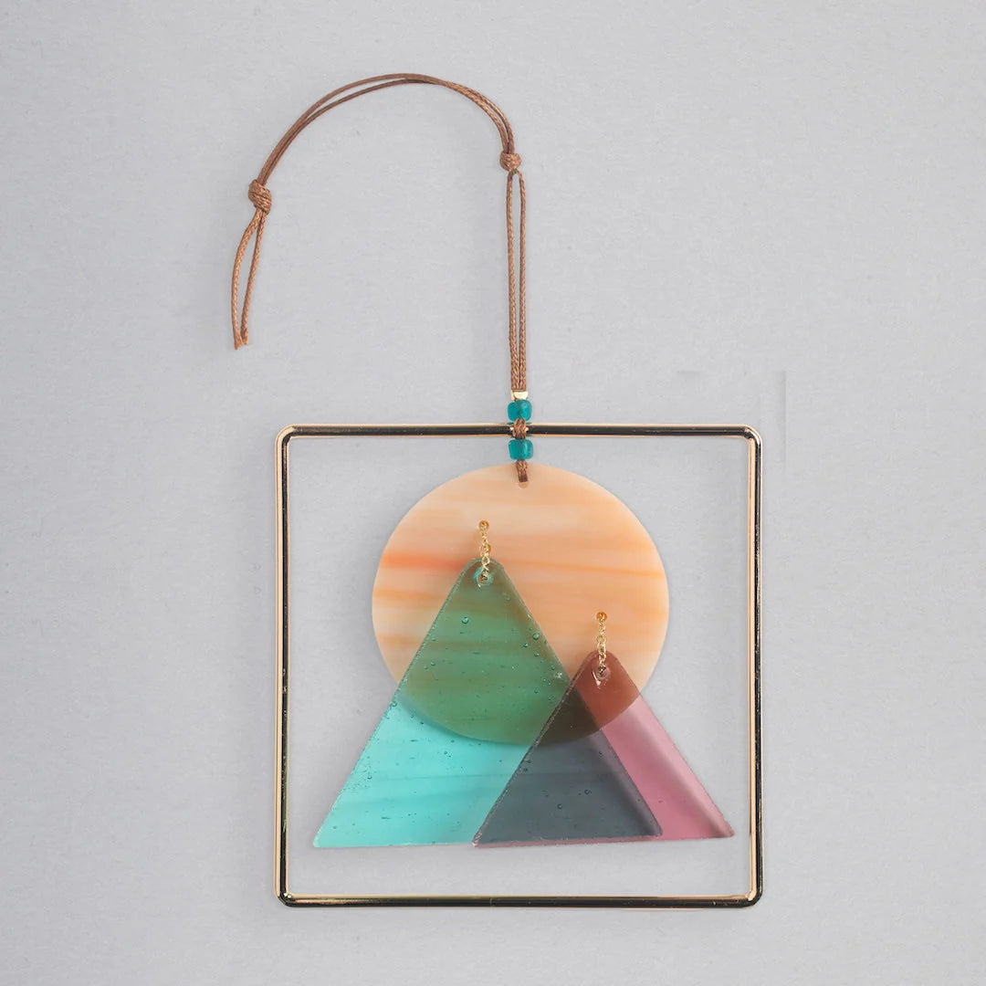 Stained Glass Light Chatcher Sunset Mountains
