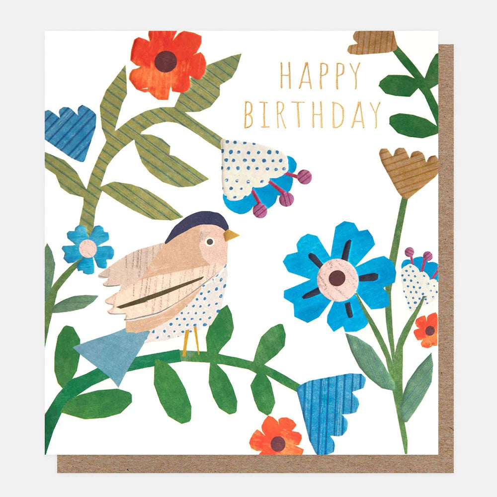 Happy Birthday Bird And Flower Cardc