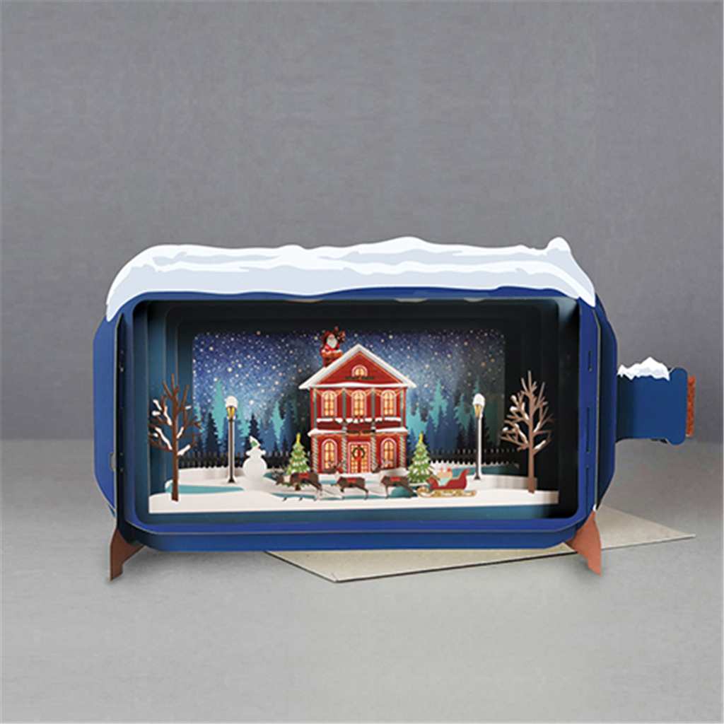 Christmas House Message in A Bottle Pop Up Greeting Card