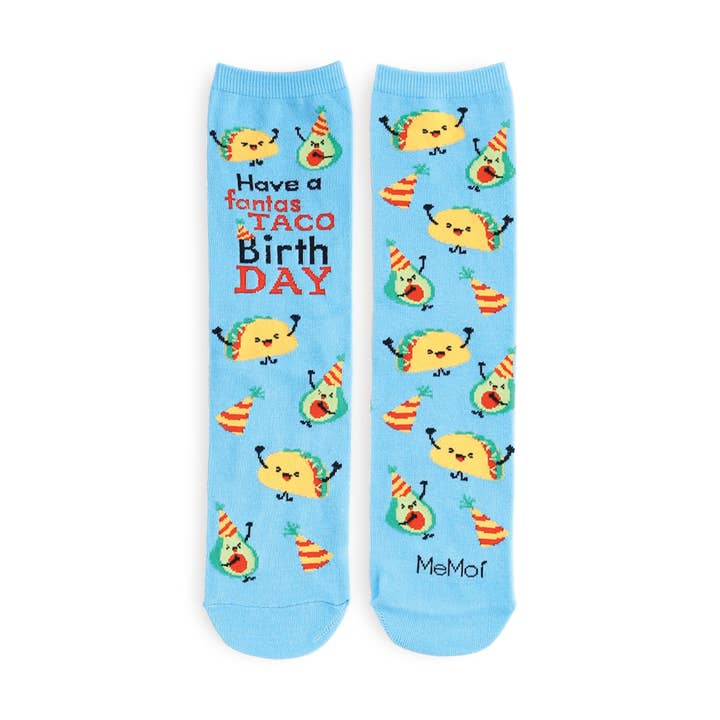 Greeting Card Socks Black Have a FantasTACO Birthday