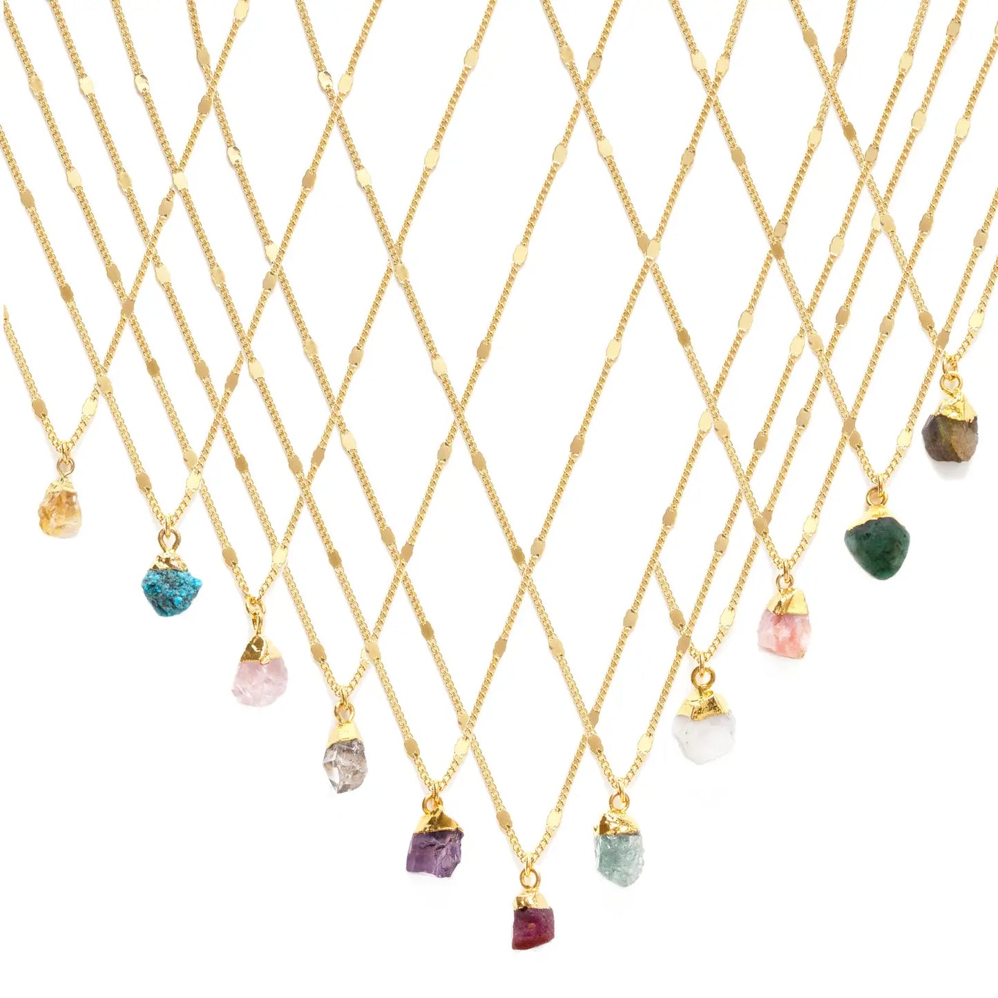 Raw Cut Aquamarine Gemstone Necklaces