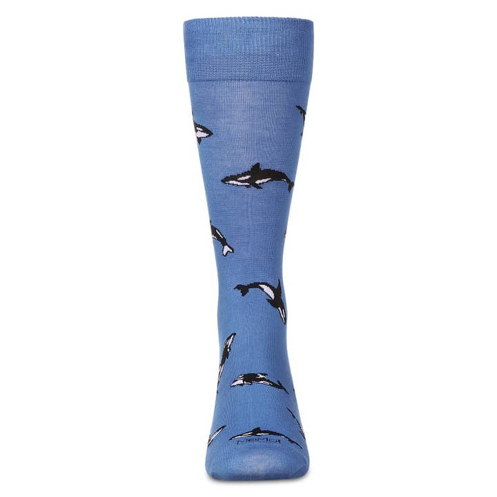 Men's Bamboo Crew Socks Azure Whales