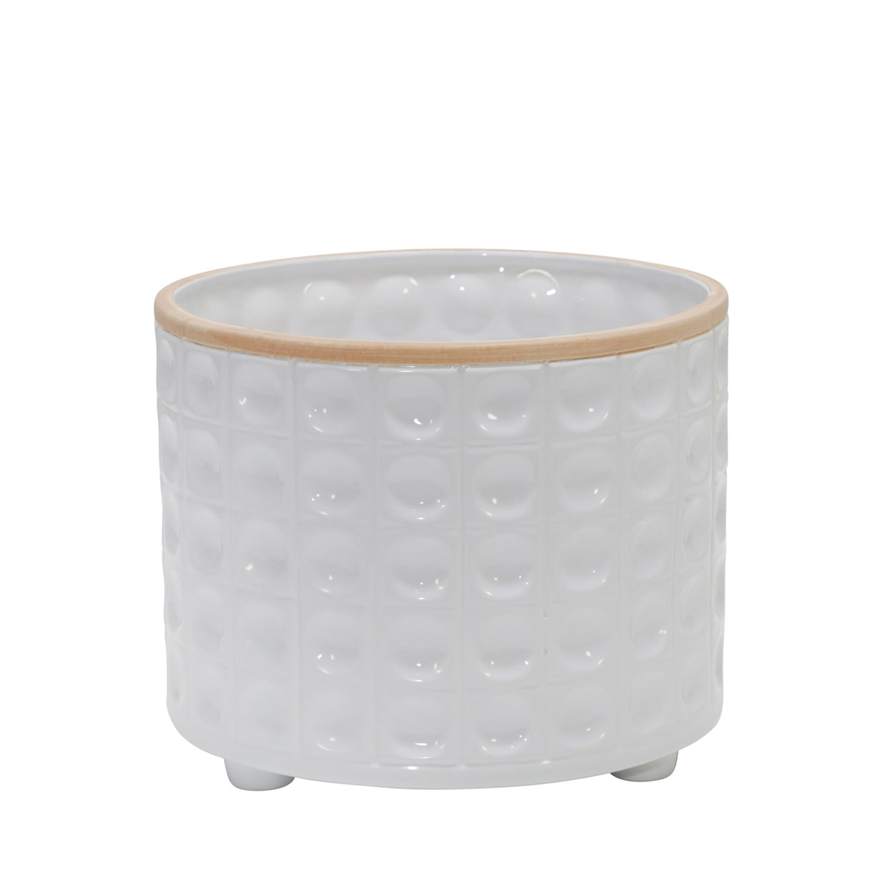 White Dimpled Ceramic Footed Planter