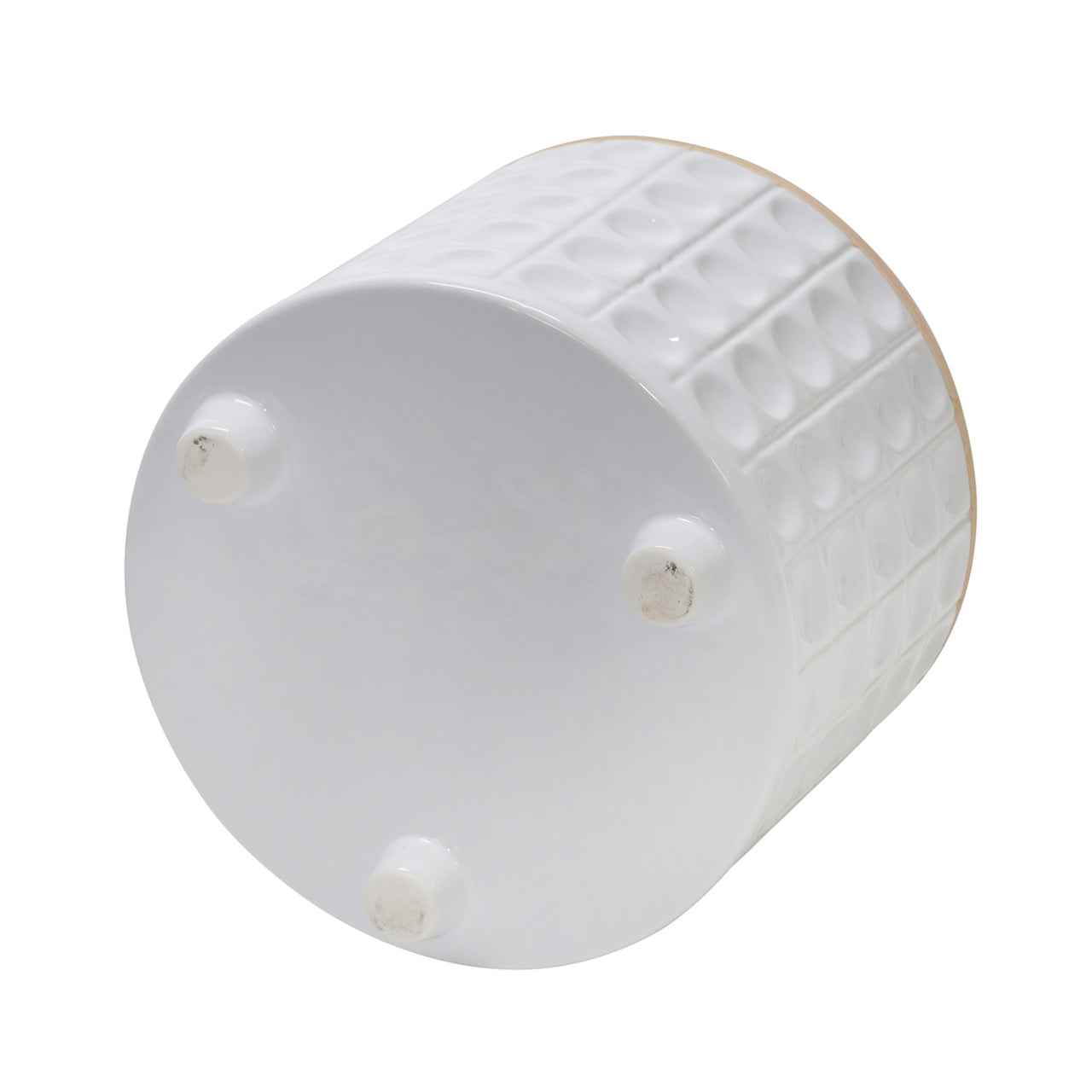 White Dimpled Ceramic Footed Planter