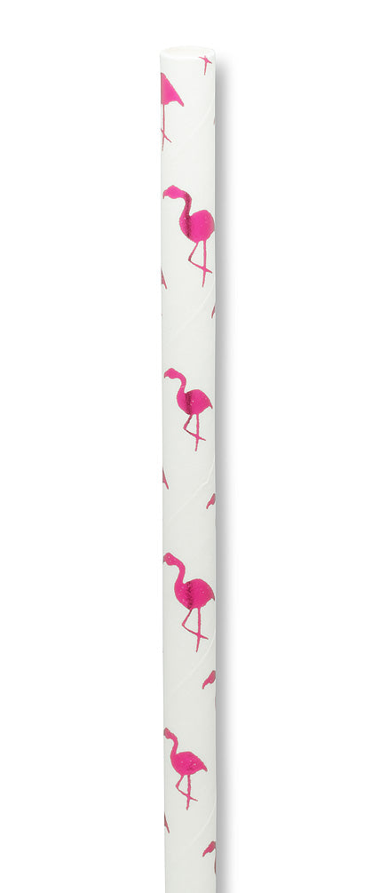 White Straws with Flamingos
