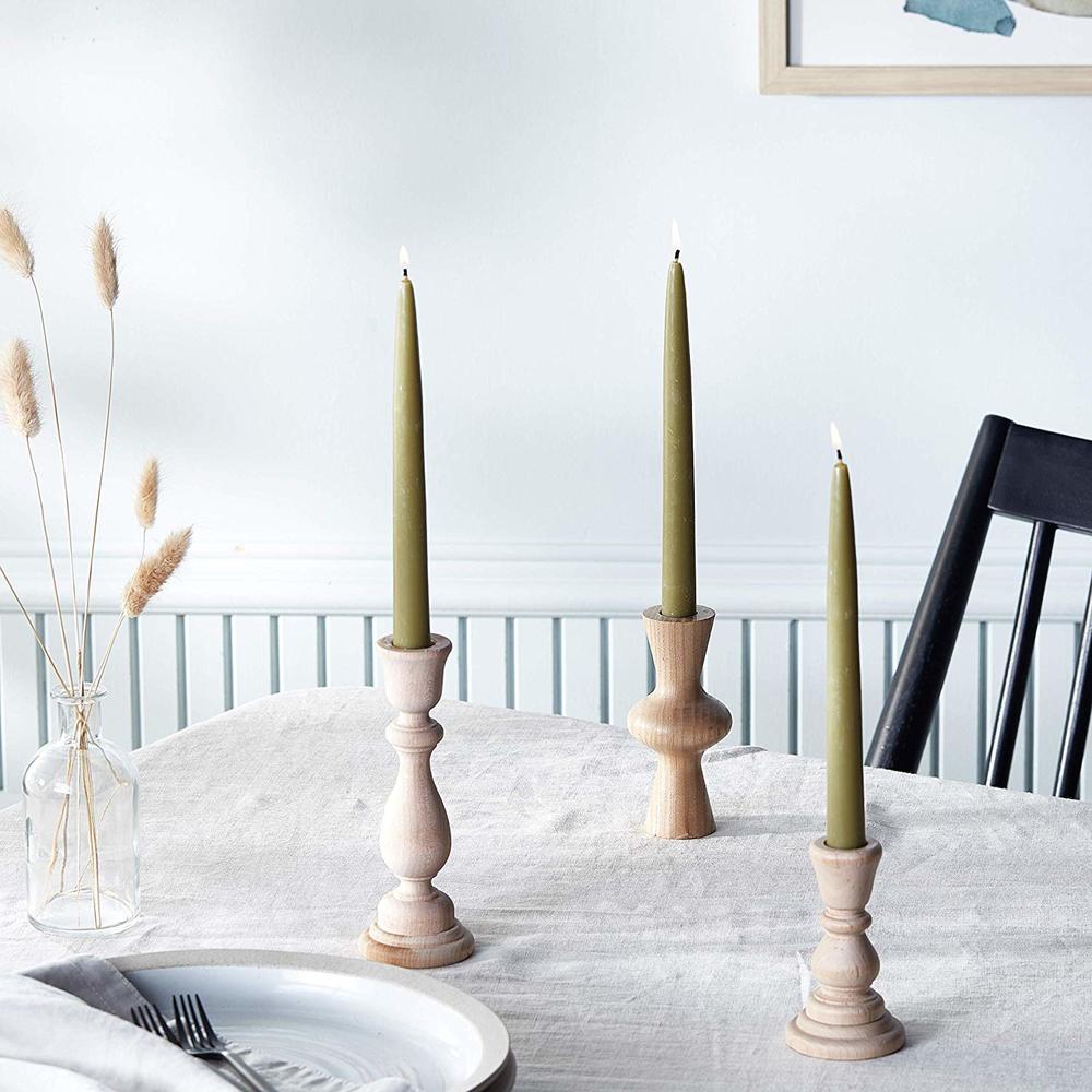 Taper Candle 9" X 7/8" Dark Olive