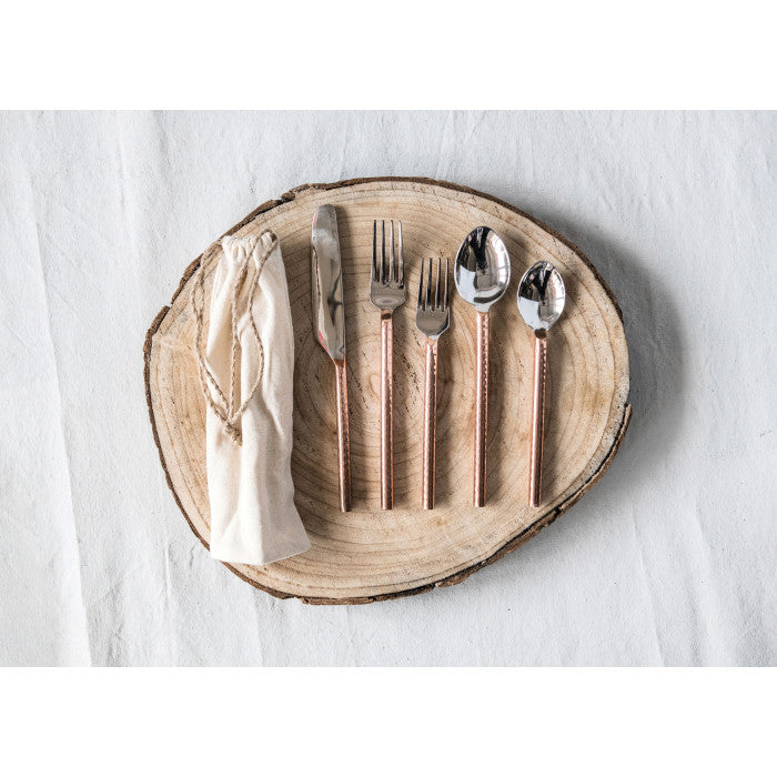 Stainless Steel Flatware, Copper Finish S/5 9"L