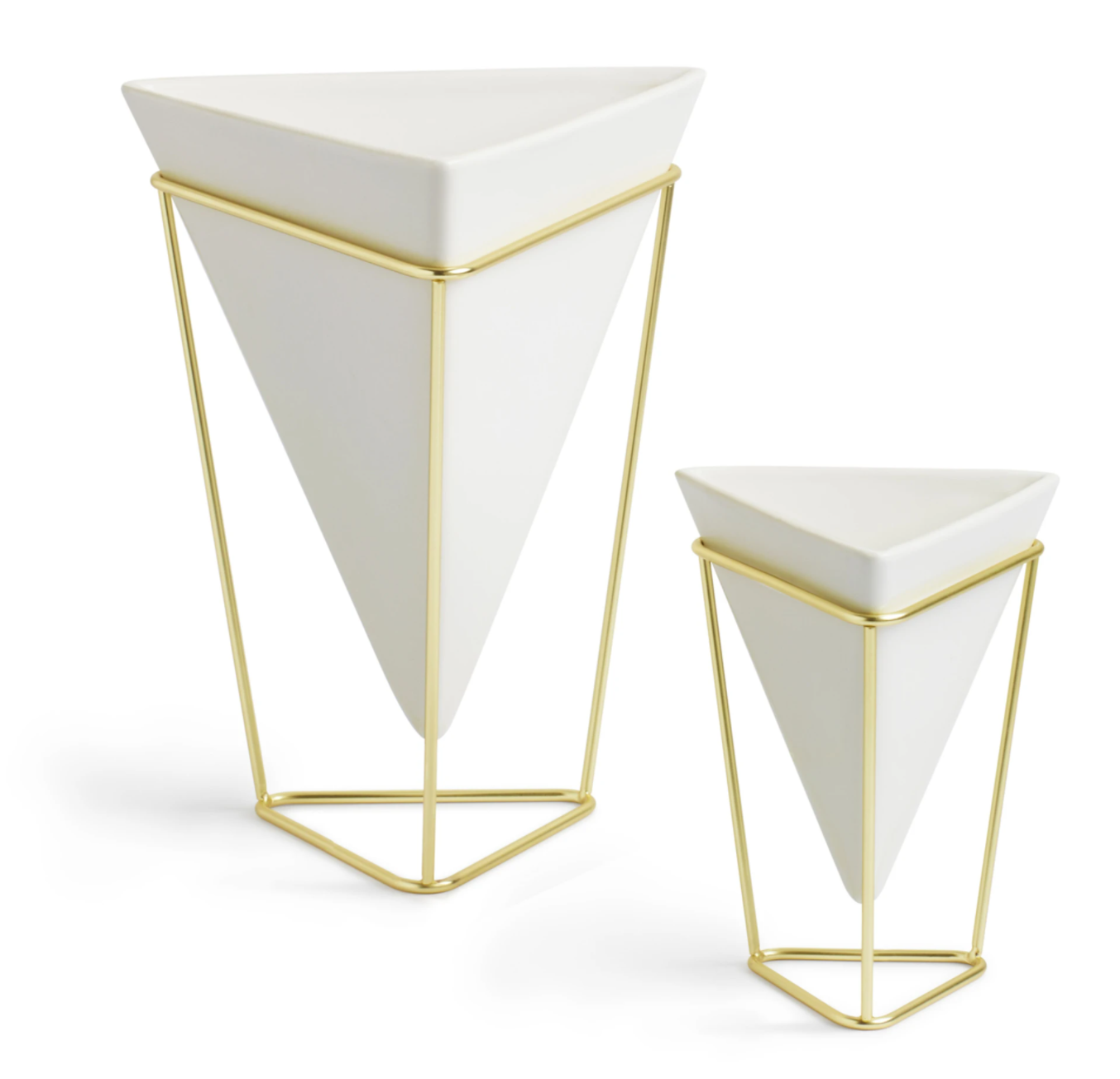 Trigg White & Brass Tabletop Planter - Set of 2