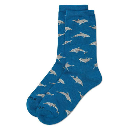 Women's Bamboo Crew Socks Celestial Dolphins