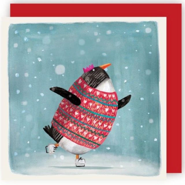 Penguin Skating Christmas Card