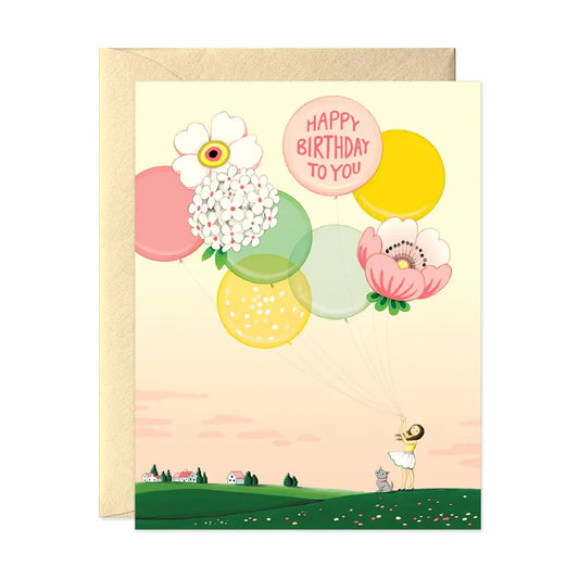 Floral Balloons Birthday Card