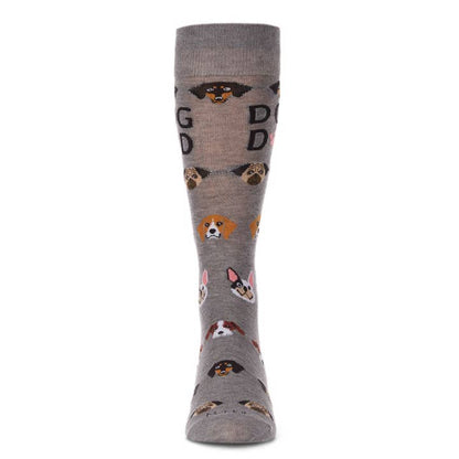 Men's Bamboo Crew Socks Med Gray Heather Dog Dad