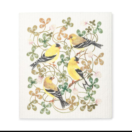 Swedish Dishcloth Yellow Finches + Clover