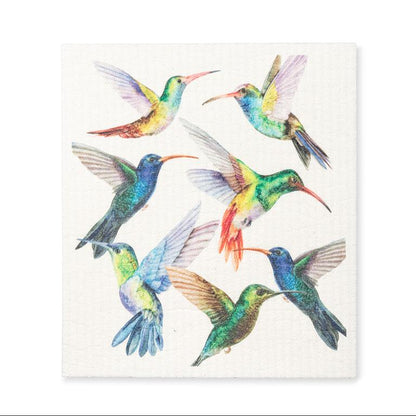 Swedish Dishcloth Colourful Hummingbirds