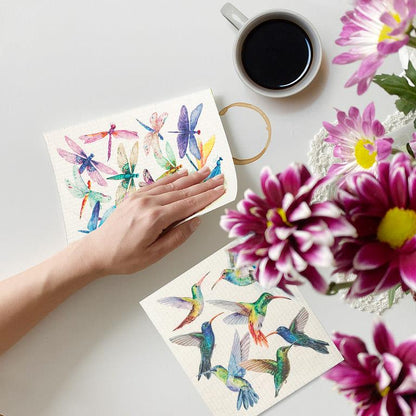Swedish Dishcloth Colourful Hummingbirds