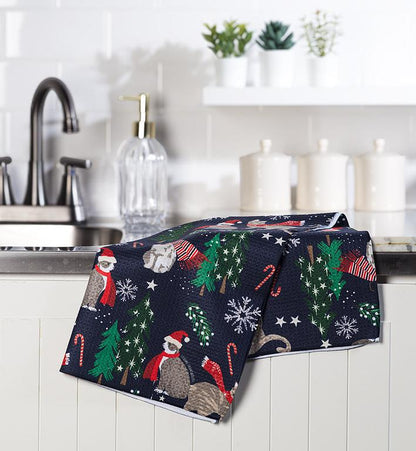 Festive Cats Recycled Kitchen Towel