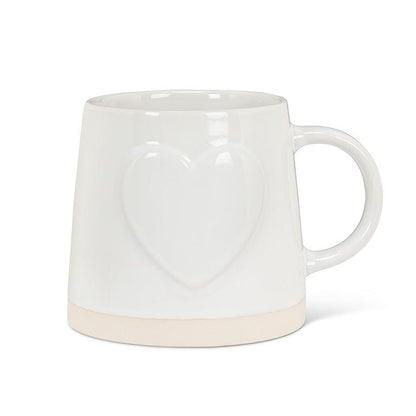 White Embossed Heart Stoneware Mug