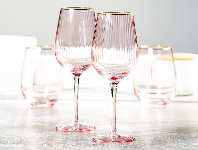 Optic Wine Glass w/Gold Rim