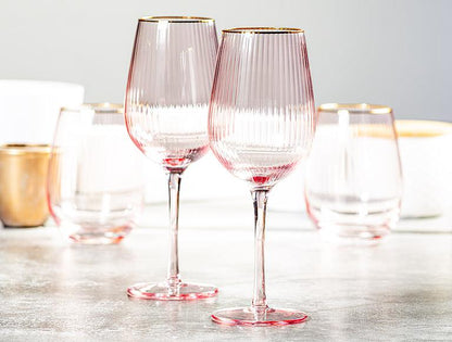 Optic Wine Glass w/Gold Rim