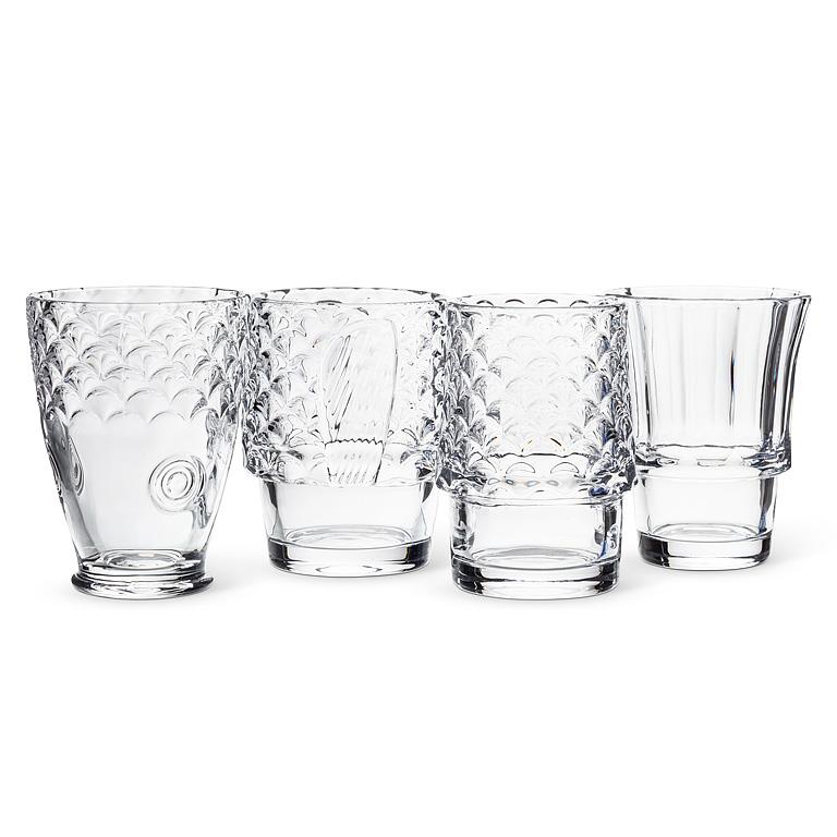 Clear Stacking Fish Glasses, Set of 4
