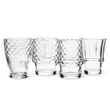 Clear Stacking Fish Glasses, Set of 4