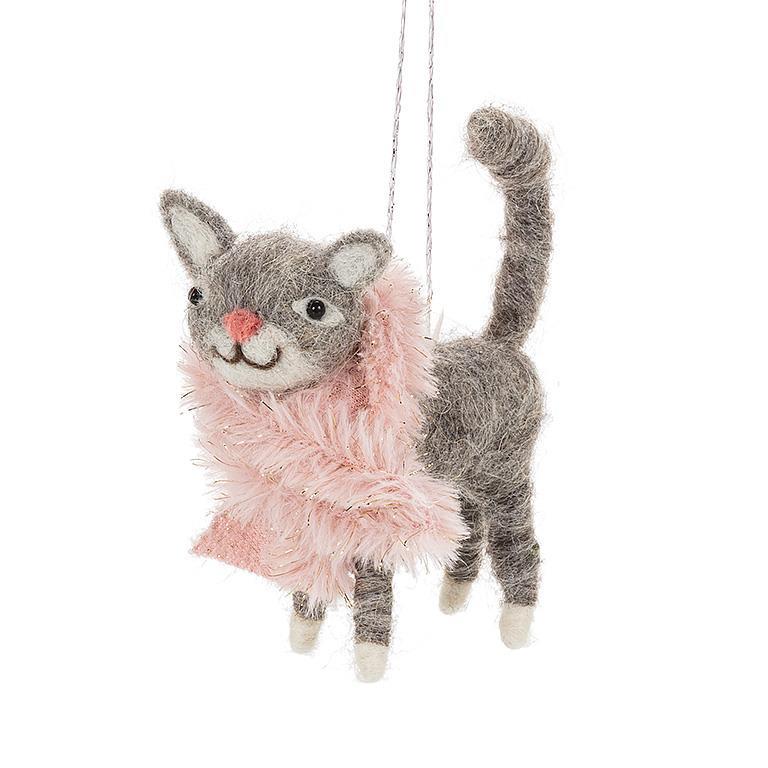 F100 - Standing Cat w/Scarf Ornament