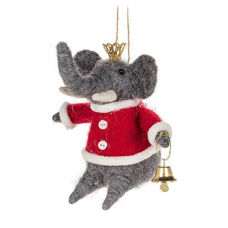 F108 - Elephant in Santa Coat Ornament