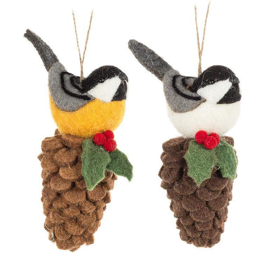 F122 - Bird on Pinecone Ornament