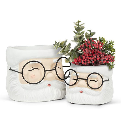 Santa Face Planter with Glasses | Large