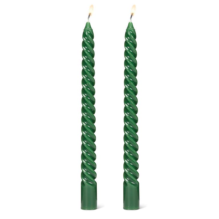 Tight Spiral Taper Candle | Hunter Green