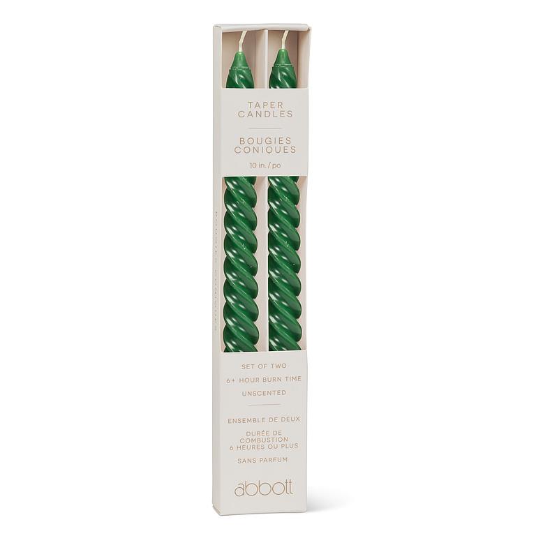 Tight Spiral Taper Candle | Hunter Green