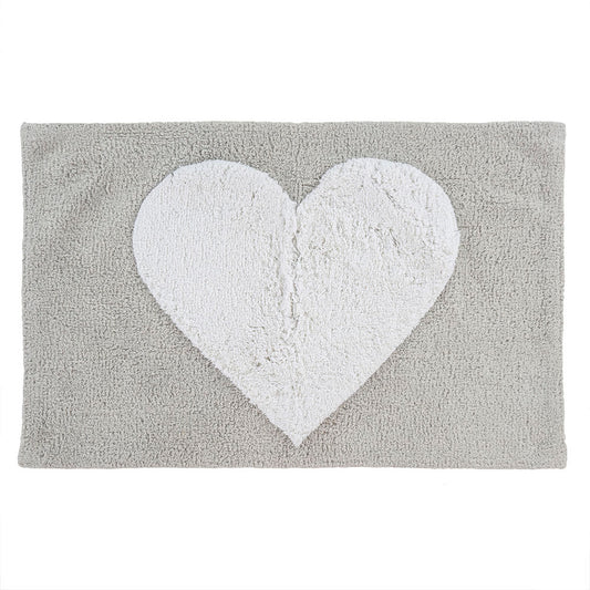 Heart Bath Mat Grey + White