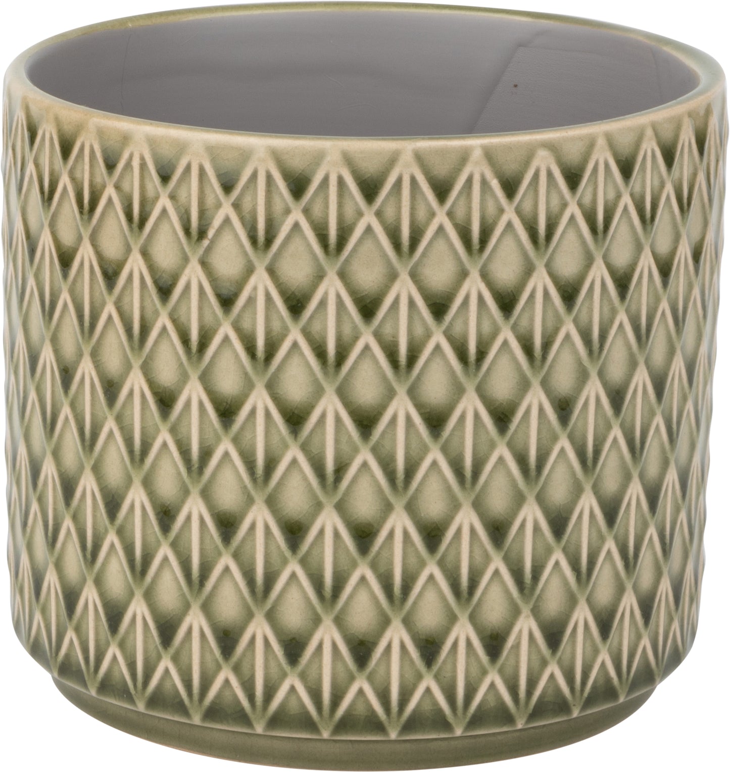 Diamond Pattern Ceramic Pot Cover Pale Green 5.5"