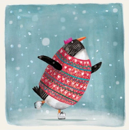 Penguin Skating Christmas Card