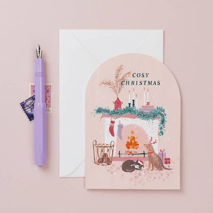 Cosy Fireplace Christmas Card