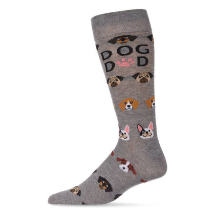 Men's Bamboo Crew Socks Med Gray Heather Dog Dad