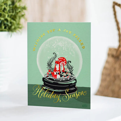 Fox Snowglobe Holiday Greeting Card