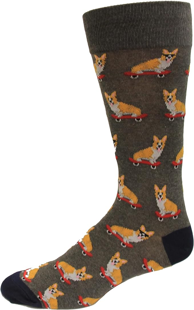 Skateboarding Corgi Men's Crew Socks