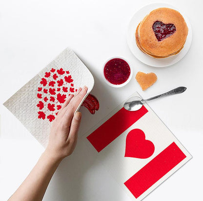 Swedish Dishcloths Set of 2 Canada Flag & Heart