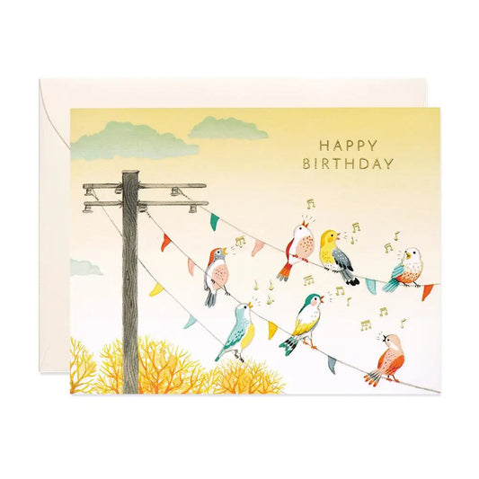 Birds On Wire Birthday Card